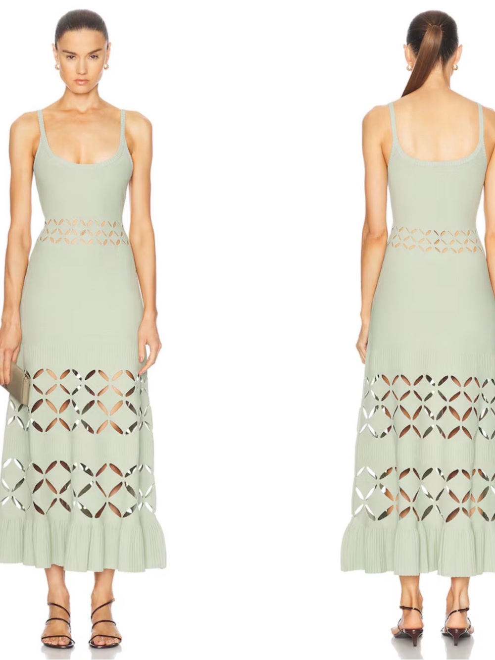 ALEXIS Elayne Geometric Cutout Green Midi Dress Size Medium